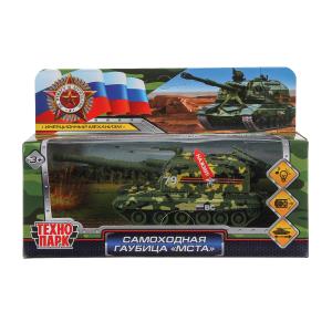 Машина Технопарк металл. МСТА-Гаубица камуф (12см),свет,звук,вращ.баш,инерц,в/к  MSTA-12SLMIL-GN-WOD