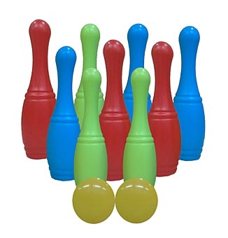 Кегли (9шт)+2 маленьких мяча в/сет И-1630