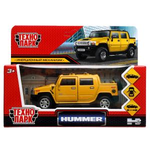 Машина Технопарк металл. Hummer H2 Pickup жёлтый (12см) дв,багаж,инерц,в/к HUM2P