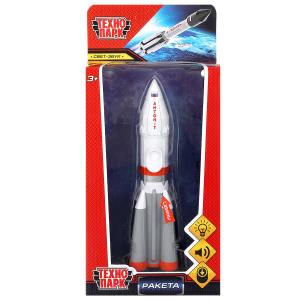 Машина Технопарк металл. Ракета бело-серый (18см) свет,звук,люк,в/к ROCKET-18SL- ROCKET-18SL-WHGY-WO