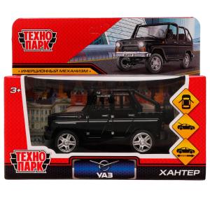 Машина Технопарк металл. UAZ Hunter чёрный (11,5см) дв,багаж,инерц,в/к HUNTERBCH
