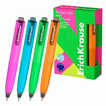 Ручка авт. шар. EK Poсket Pen Matic&Grip Neon 63686 синяя,0,5мм