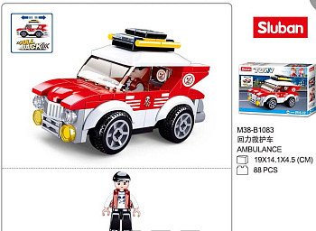 Мини-конструктор M38-B1083 Скорая помощь (88дет,1фиг) в/к