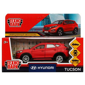 Машина Технопарк металл. Hyundai Tucson красный (12см) дв,багаж,инерц,в/к TUCSON-12FIL-RD