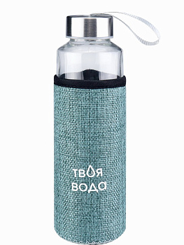 Бутылка д/воды в чехле Твоя вода, 400 мл, бирюзовый УД-7063