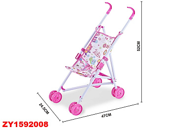 Коляска для куклы (трость) метал. 6617F в пакете (52*47*24)