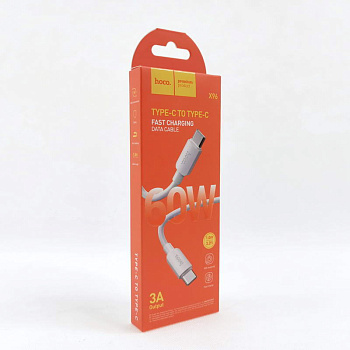 Кабель Type-C/Type-C HOCO X96 1м цв.белый(60W,круглый,силикон,коробка)