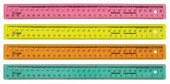 Линейка 30см СТАММ ЛН72 закройщика прозр. флюор. 4цв.