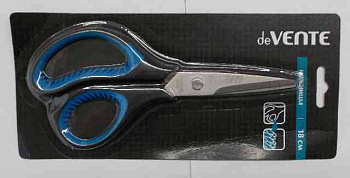 Ножницы 18см deVENTE 4091312 двухцв.прорезин.кольца с лепестками блистер