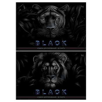 Альбом для рисования 32л. BG "Just black" 08613 на скобе,выб.лак,лам.софт-тач,асс.