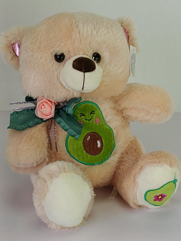 МС.Медведь 30см с цветочком на бантике и вышивкой авокадо 2цв D36729