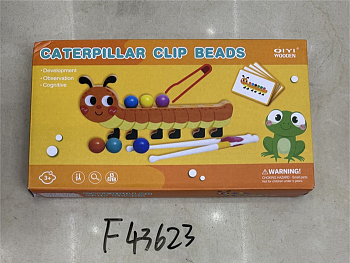 Головоломка-Игра из дерева гусеничка - выложи бусины по карточкам F43623