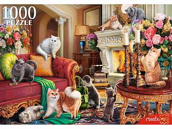 Пазлы (1000эл) Британские кошки в гостиной Ф1000-0195