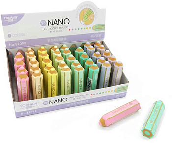 Ластик TOCHAIN "Карандаш NANO" CZ-99 шестигран.,65*15*15мм,асс.
