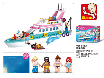 Мини-конструктор M38-В0609 Розовая мечта Отдых на яхте (328дет,4фиг) в/к