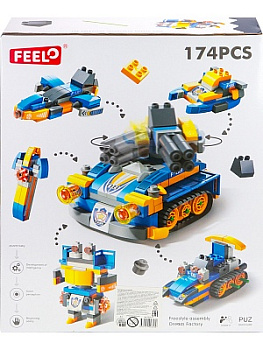 Мини-конструктор FL1674 Машина-трансформер (174дет) в/к
