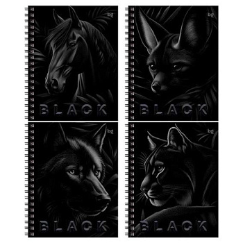 Тетрадь 48л. (клетка) BG спираль "Just Black" 08506 выб.лак,soft-touch лам.