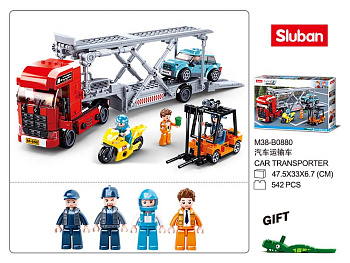 Мини-конструктор M38-B0880 Город Перевозчик машин-2 (47,5х33см,542дет,4фиг) в/к