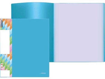 Папка с вкладышами/30 deVENTE А4 "Juicy" 3105703 ярко-голубая 450мкм фактура "пе