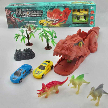 Автотрек BK1679-2 пусковой с машинками и динозаврами в/к