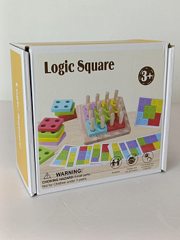 Игра-головоломка из дерева, геометрические фигуры с карточками D38476