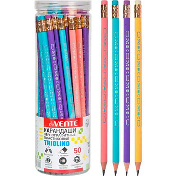 Карандаш ч/гр. пластик. с ласт. deVENTE "Triolino" 5031426 HB,2мм,трёхгр.,заточ.