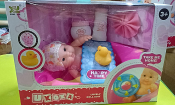 Пупс 8016E с набором для купания в/к