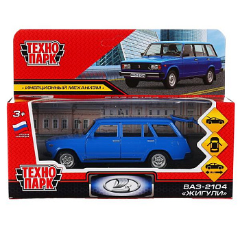 Машина Технопарк металл. ВАЗ-2104 Жигули синий (12см) дв,баг,в/к 2104-12-BU