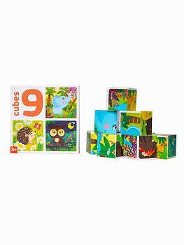 Кубики (9шт) Зверята (без обклейки) 05494 (Дес.Кор.)