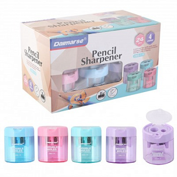 Точилка с контейнером 2отв. КОКОС Daimarse 213153 пластик,асс.