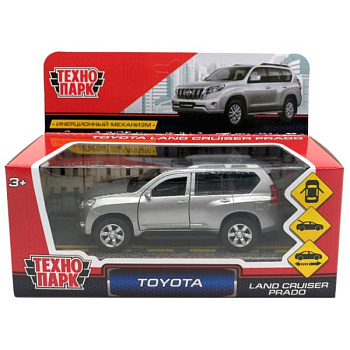 Машина Технопарк металл. Toyota Prado серебро (12см) откр.дв,инерц,в/к PRADO-SL