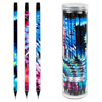 Карандаш ч/гр. с ласт. ФЕНИКС "Тай-дай" 63680 HB,трёхгран.,чёрн.дерево,асс.