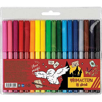 Фломастеры 18цв. CENTRUM "Школа Магии" 77345 вент.колп.,на водной основе,морозостойк.