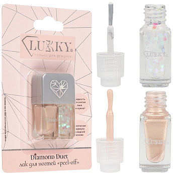 Lukky Diamond Duet двойные лаки для ногтей,2 по 4 мл,золотой с блёстками,блистер