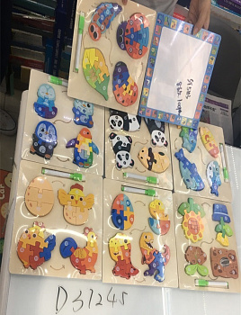 пазл-головоломка из дерева, собери фигуру по номерам+доска для рисования D37245