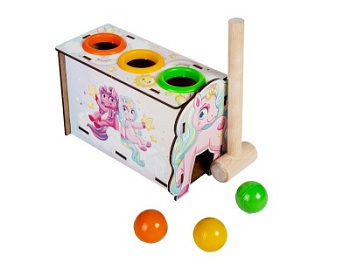 Деревянная игрушка-стучалка Единорог, 3 отверстия 115212