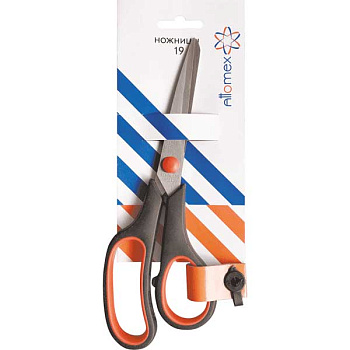 Ножницы 19см ATTOMEX 4091821 двухцв.прорезин.кольца, к/блистер