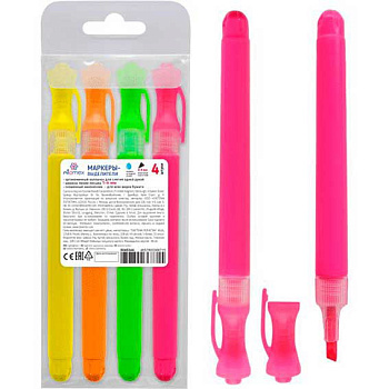 Набор маркеров текст.  4цв. ATTOMEX "Ergonomy" 5045344 кругл.корп.,скош.1-4мм,пв