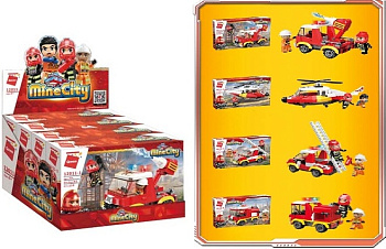 Мини-конструктор 12011 Пожарная техника (4шт/уп) Цена за шт в/к
