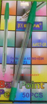 Ручка шар. BEIFA АА 927GR зелёная 0,5мм,металл.наконечник