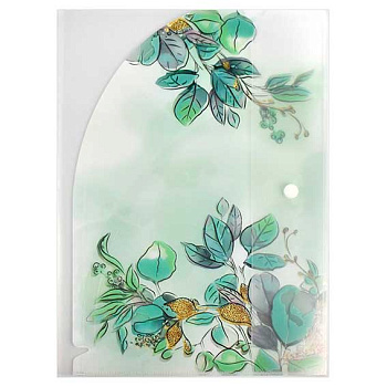 Папка-уголок А4 ФЕНИКС "Листья" 65844 полипропилен,2отд.,на кнопке