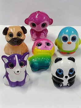 Игрушка-антистресс, мялка сквиш 9,0см зверята (глаза блест) D37202