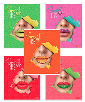 Тетрадь 48л. (клетка) ХАТ "Sweet kiss" мат.лам.,3D лак,5диз.