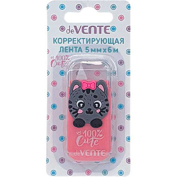 Коррект. лента deVENTE 5мм* 6м 4062324 "100% Cute. Cat" розов.непрозр.корп.,фрон