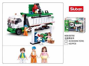 Мини-конструктор M38-B0780 Город Мусоровоз (432дет,3фиг) в/к