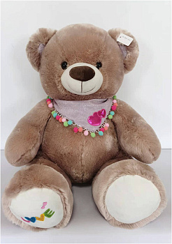 МШБ.Медведь 55см с ярким платочком и вышевкой LOVE M13488