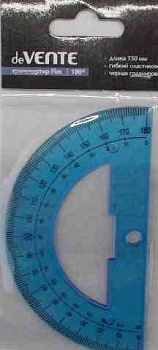 Транспортир deVENTE 180град./15см "Flex" 5095306 гибкий,прозр.синий,блист.