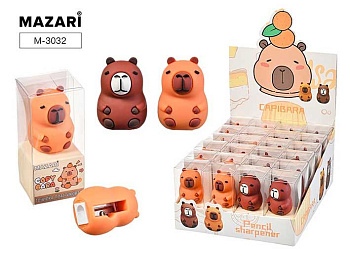 Точилка с контейнером 1отв. MAZARI "Capybara" M-3032 пластик,асс.