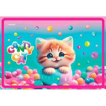 Покрытие настольное deVENTE 43*29см "Candy Cat" 8061428 пластик,500мкм,застежка-