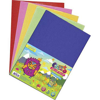 Картон цв. гофрир. мелов. А4  5л. 5цв. deVENTE 8040516 пласт. пакет с е/подвесом